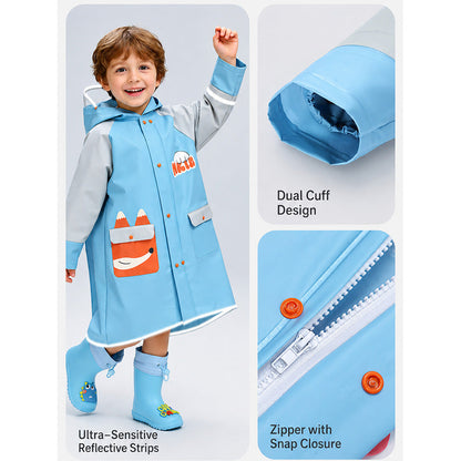 Fox Pocket Knee-Length Raincoat for Kids