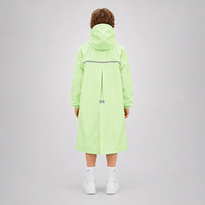 Green Pocket Patch long Length Raincoat for Kids & Teens