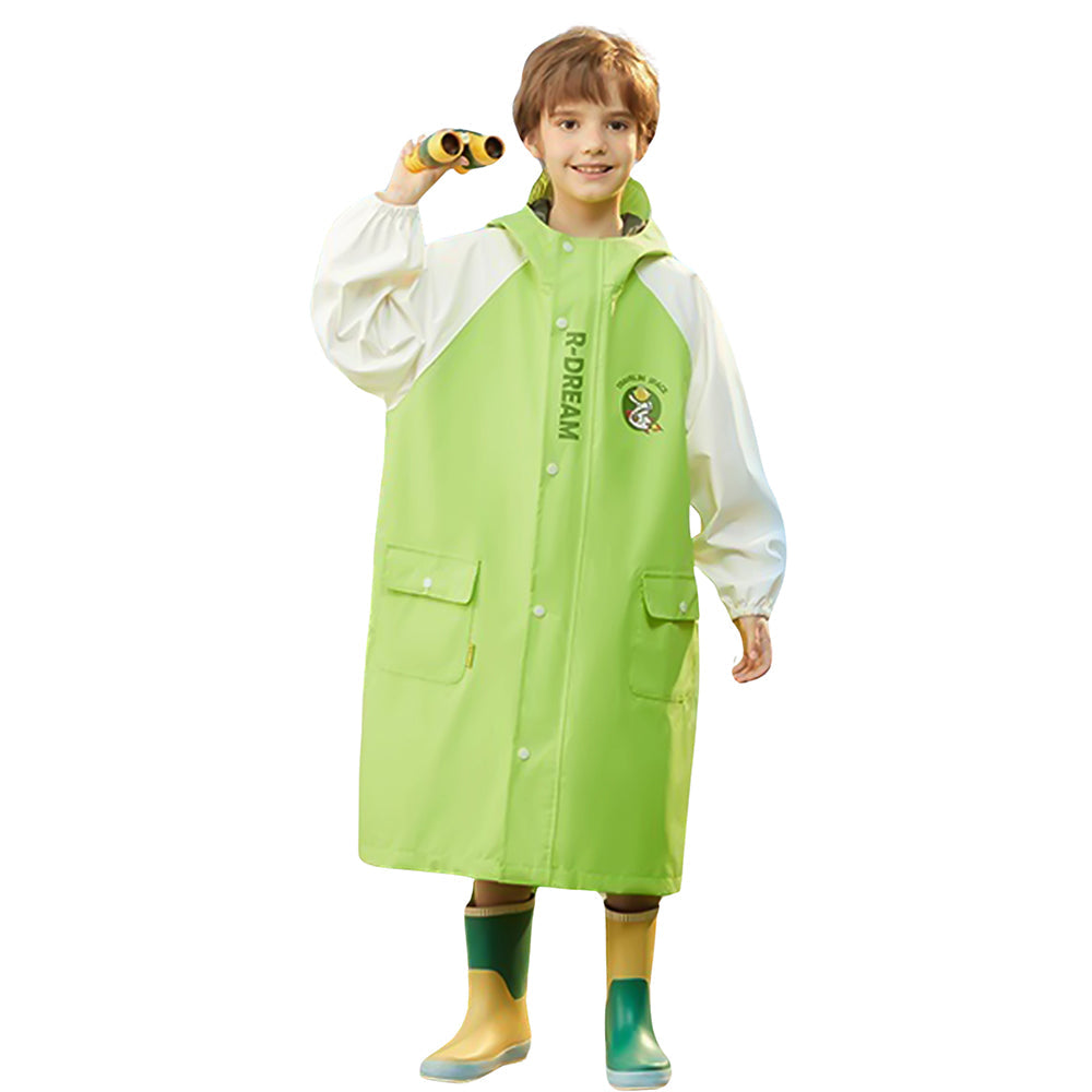 Lemon Green Cap Style Knee Length Raincoat for Kids & Teens - Little Surprise Box