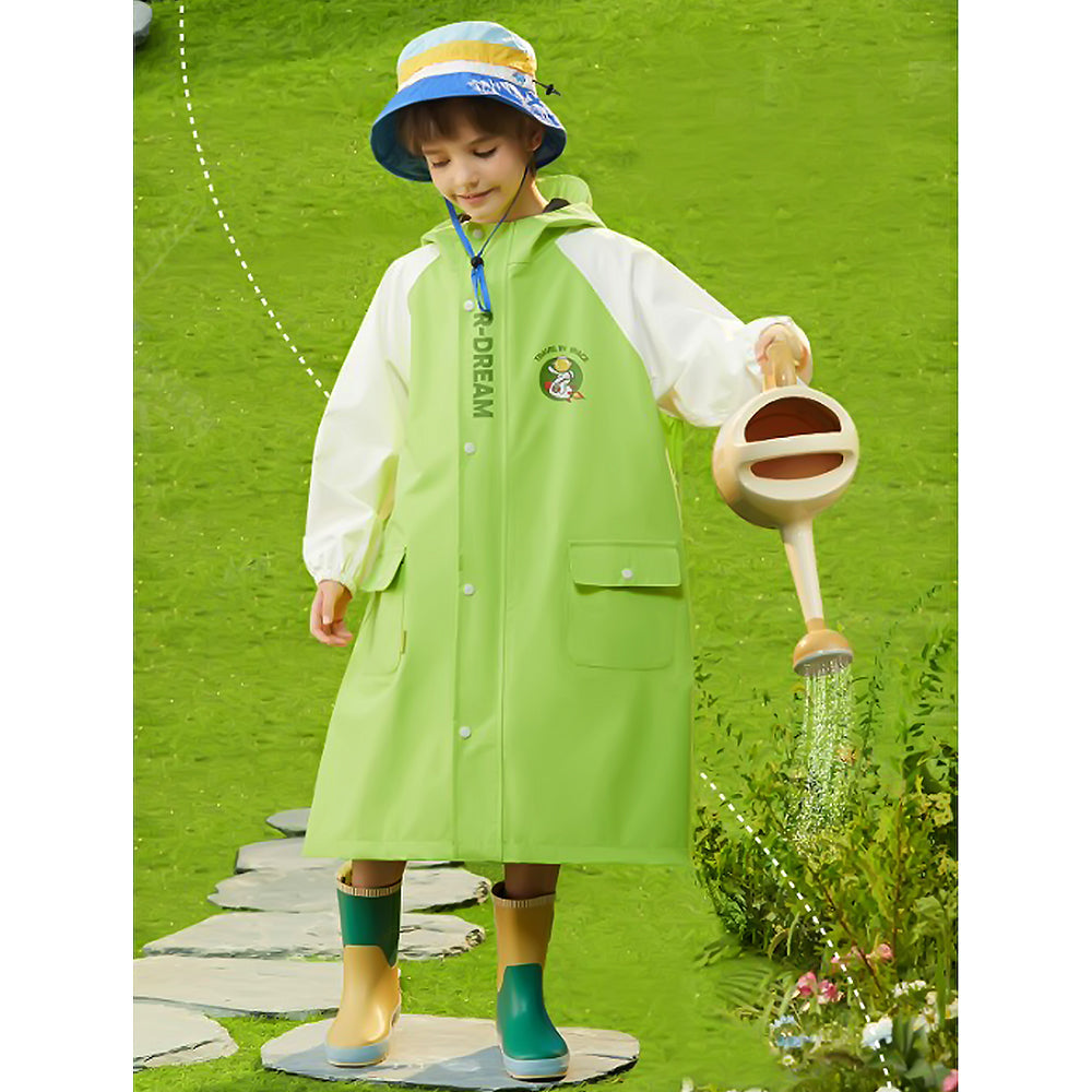 Lemon Green Cap Style Knee Length Raincoat for Kids & Teens - Little Surprise Box