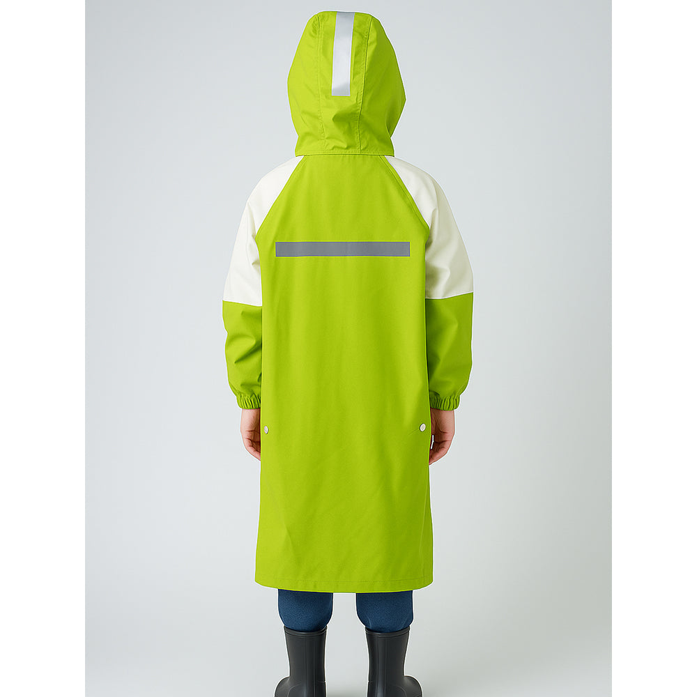 Lemon Green Cap Style Knee Length Raincoat for Kids & Teens - Little Surprise Box