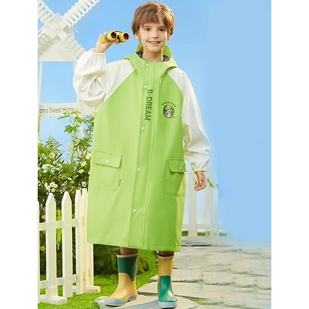 Lemon Green Cap Style Knee Length Raincoat for Kids & Teens - Little Surprise Box