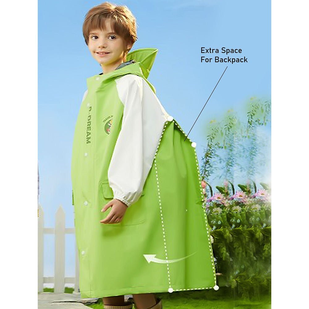 Lemon Green Cap Style Knee Length Raincoat for Kids & Teens - Little Surprise Box