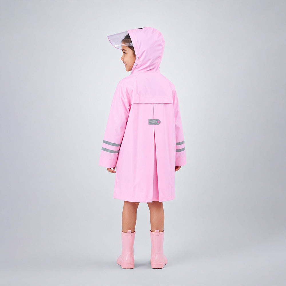 Minimal Pink & Purple Pocket Knee Length Raincoat for Kids & Teens