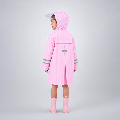 Minimal Pink & Purple Pocket Knee Length Raincoat for Kids & Teens