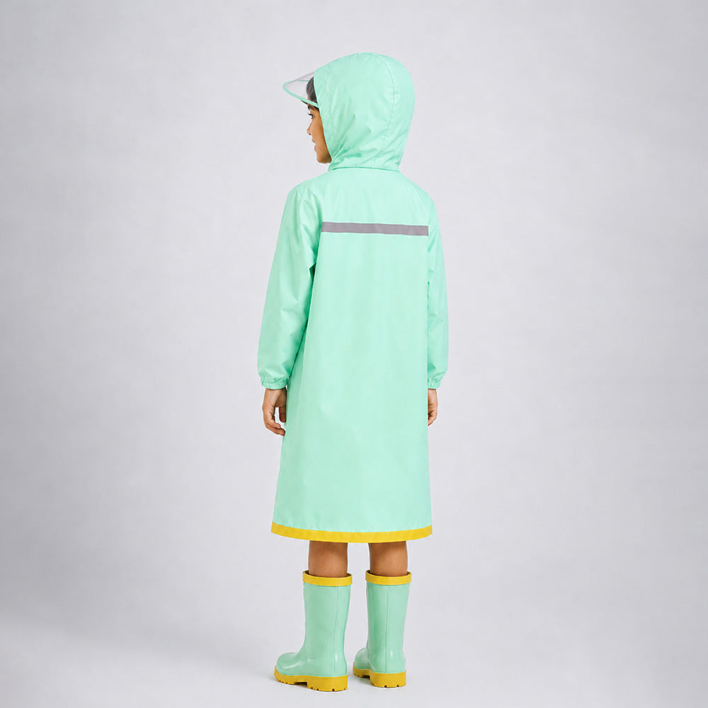 Mint Giraffe Knee Length Raincoat for Kids
