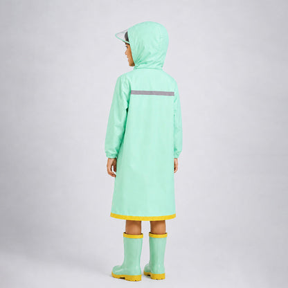 Mint Giraffe Knee Length Raincoat for Kids