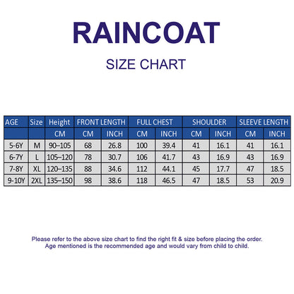 Navy Blue Trench Coat Style Raincoat for Kids & Teens