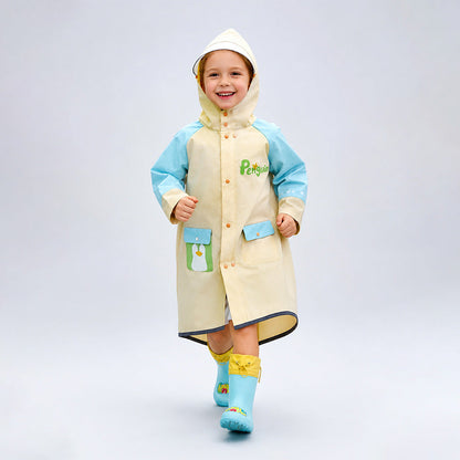 Penguin Pocket Knee-Length Raincoat for Kids