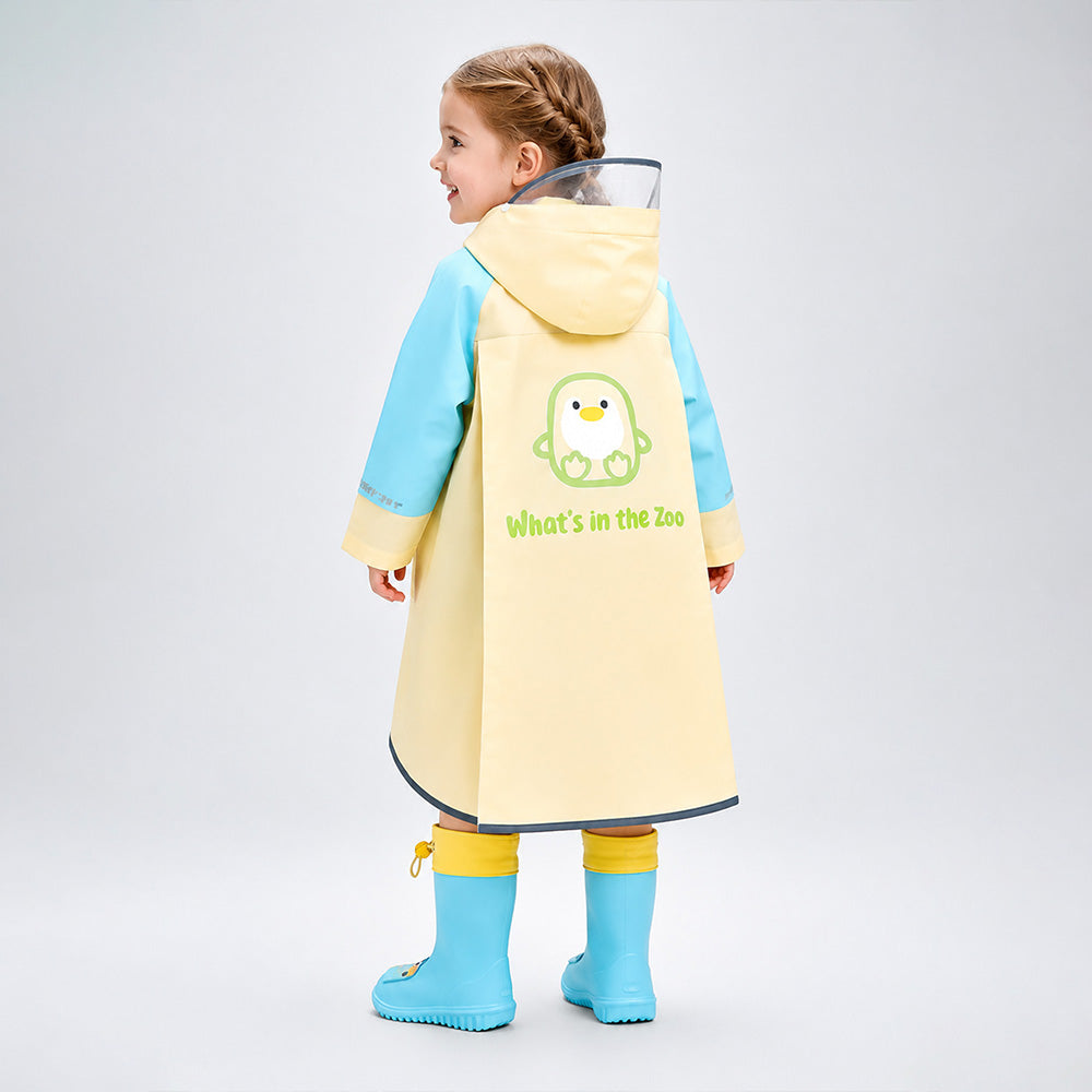 Penguin Pocket Knee-Length Raincoat for Kids
