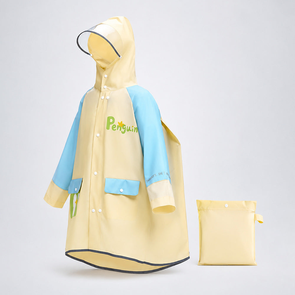 Penguin Pocket Knee-Length Raincoat for Kids