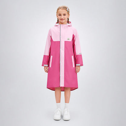 Pink Colour-Block Knee-Length Raincoat for Kids & Teens