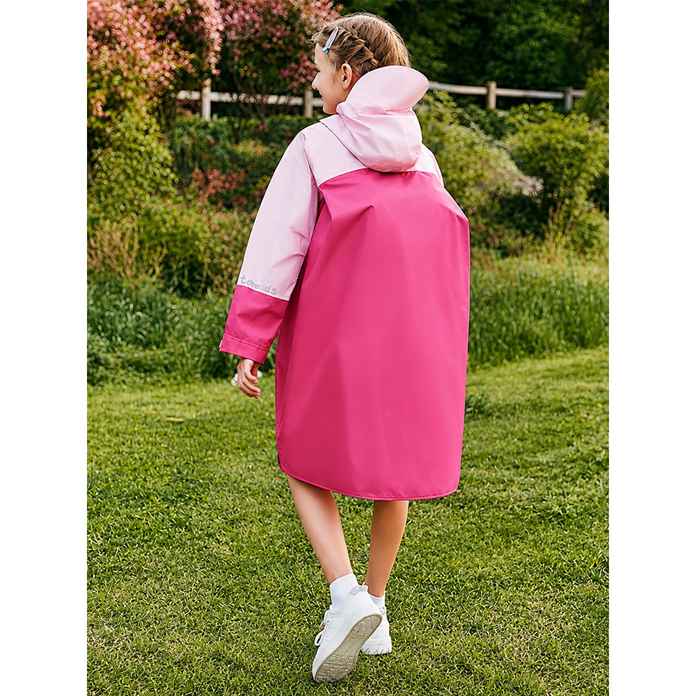 Pink Colour-Block Knee-Length Raincoat for Kids & Teens