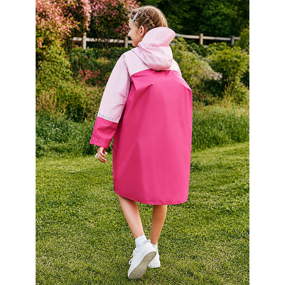 Pink Colour-Block Knee-Length Raincoat for Kids & Teens