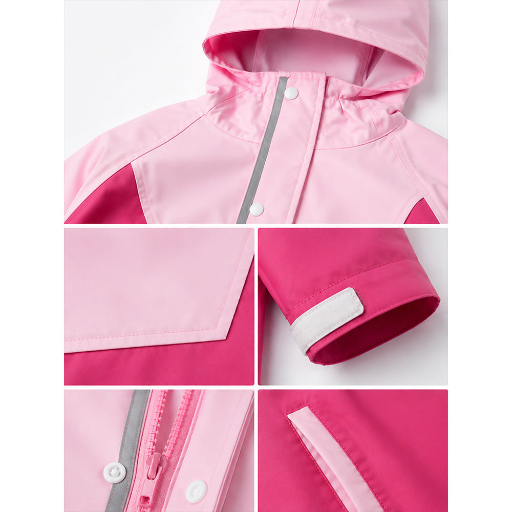 Pink Colour-Block Knee-Length Raincoat for Kids & Teens