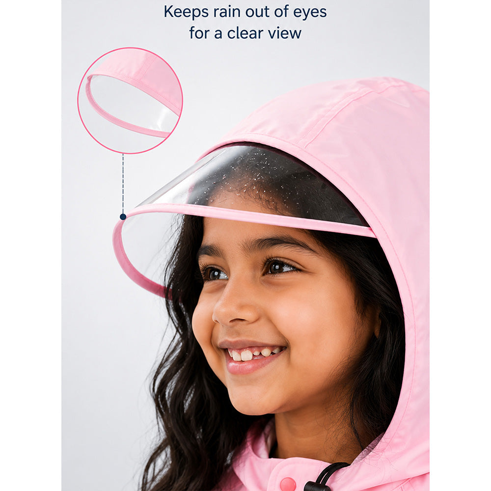 Pink Giraffe Knee Length Raincoat for Kids