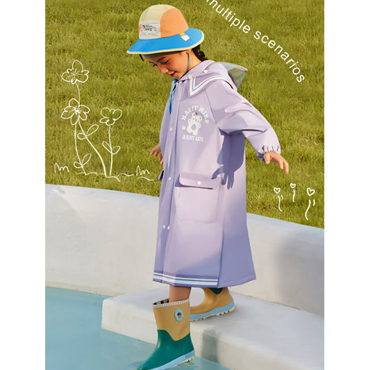 Japanese Style Purple Sailor Collar Raincoat for Kids & Teens - Little Surprise Box