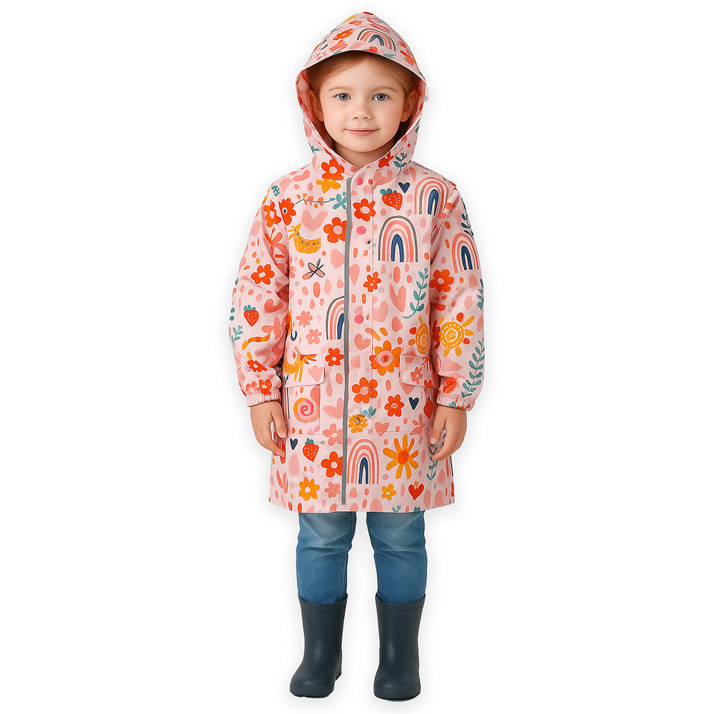 Rainy Garden Theme Knee length Raincoat for Kids - Little Surprise Box