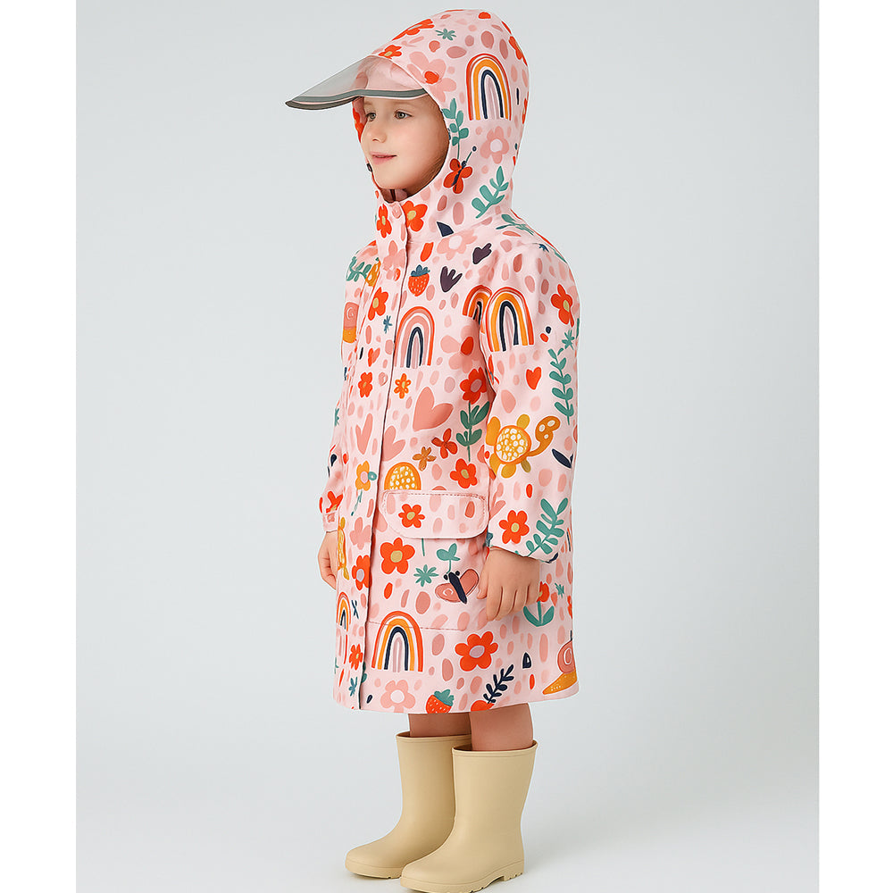 Rainy Garden Theme Knee length Raincoat for Kids - Little Surprise Box