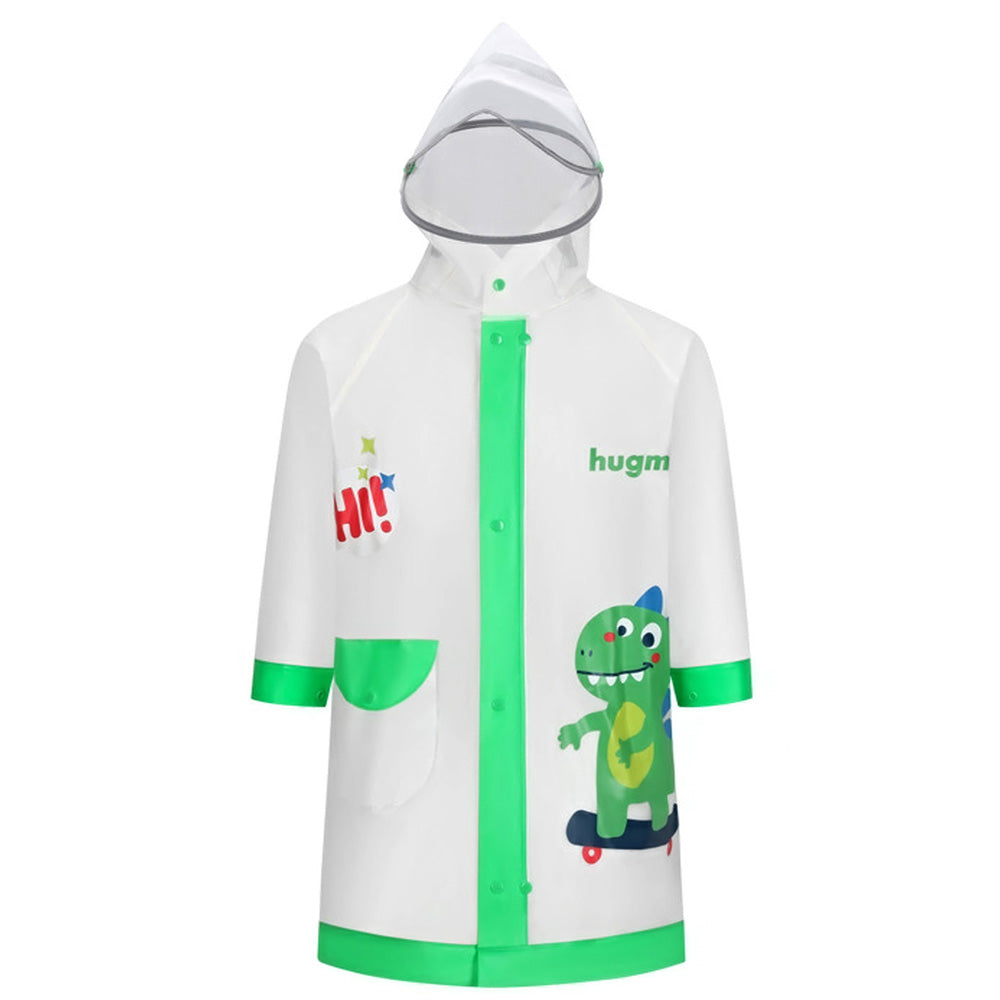 Frog Green Bordered Translucent long style Raincoat for kids - Little Surprise Box