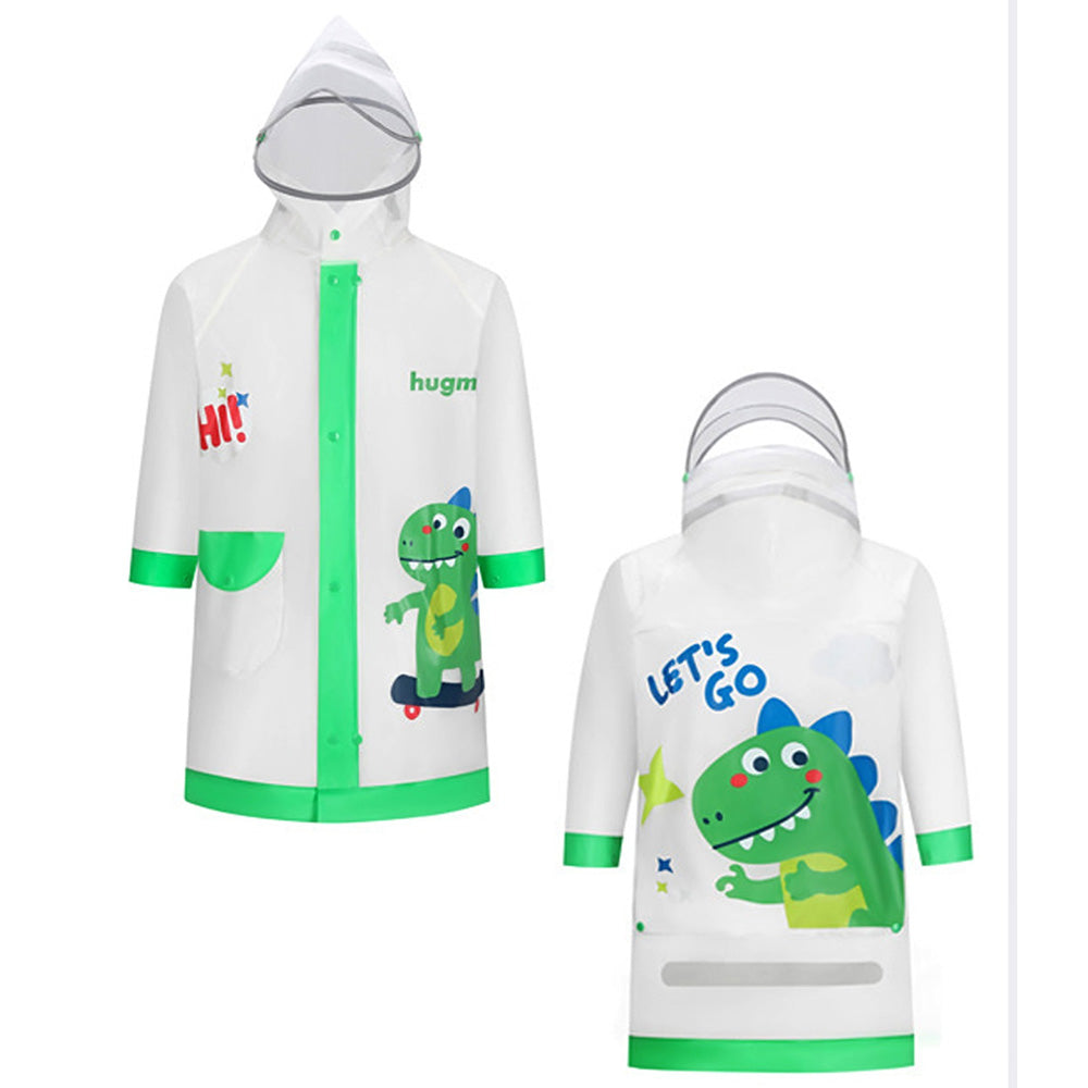 Frog Green Bordered Translucent long style Raincoat for kids - Little Surprise Box