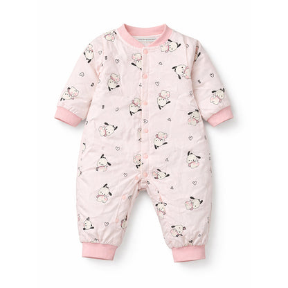 Pink Bunny and Hearts Full-Sleeve Jumpsuit Romper