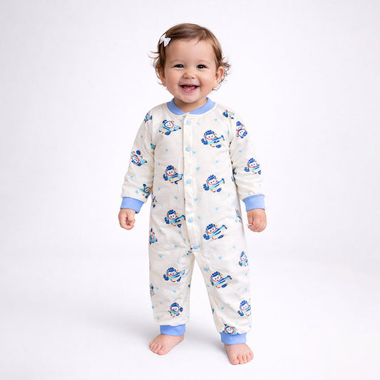 Blue Plane Ride Full-Sleeve Jumpsuit Romper