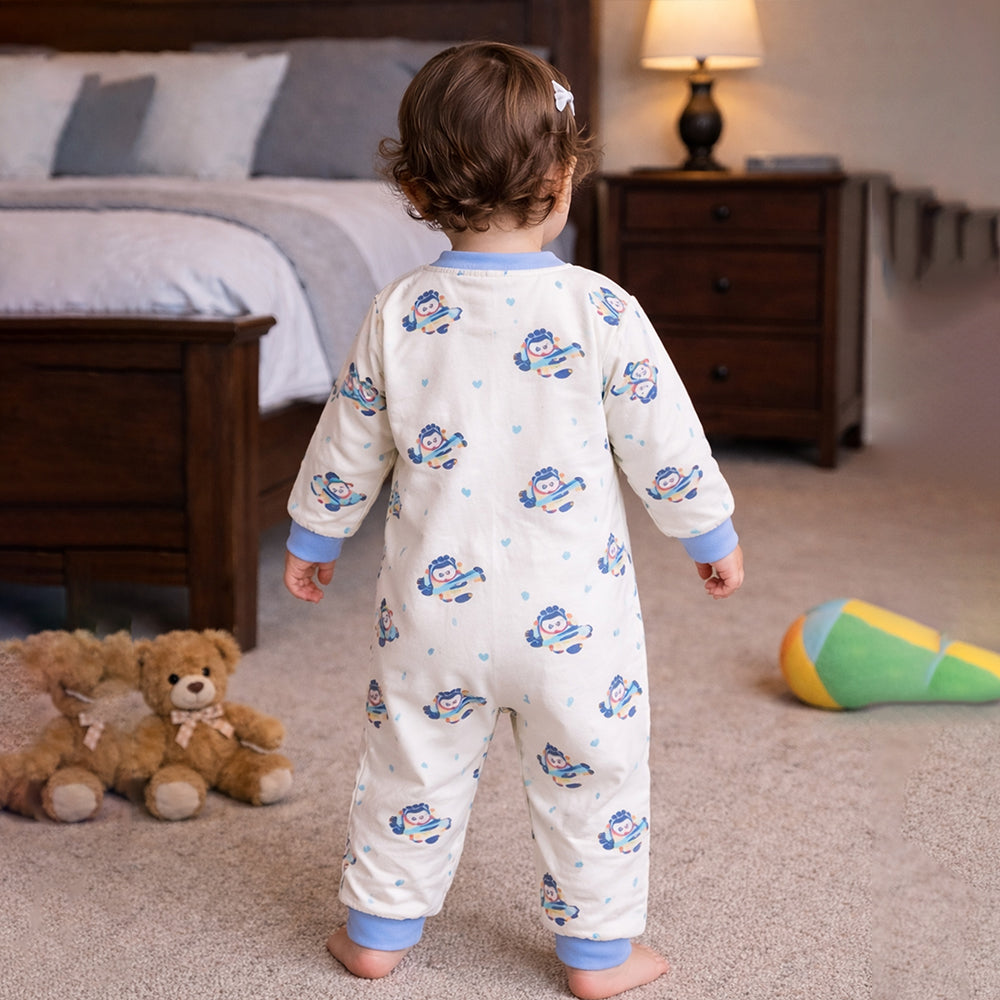 Blue Plane Ride Full-Sleeve Jumpsuit Romper