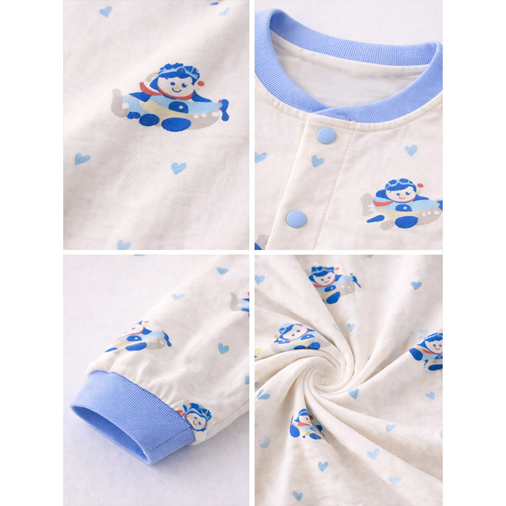 Blue Plane Ride Full-Sleeve Jumpsuit Romper