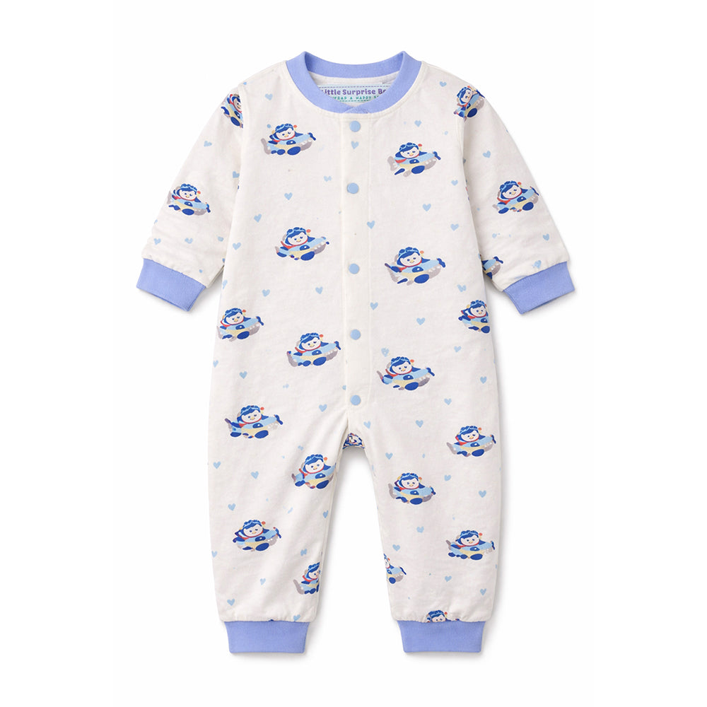Blue Plane Ride Full-Sleeve Jumpsuit Romper