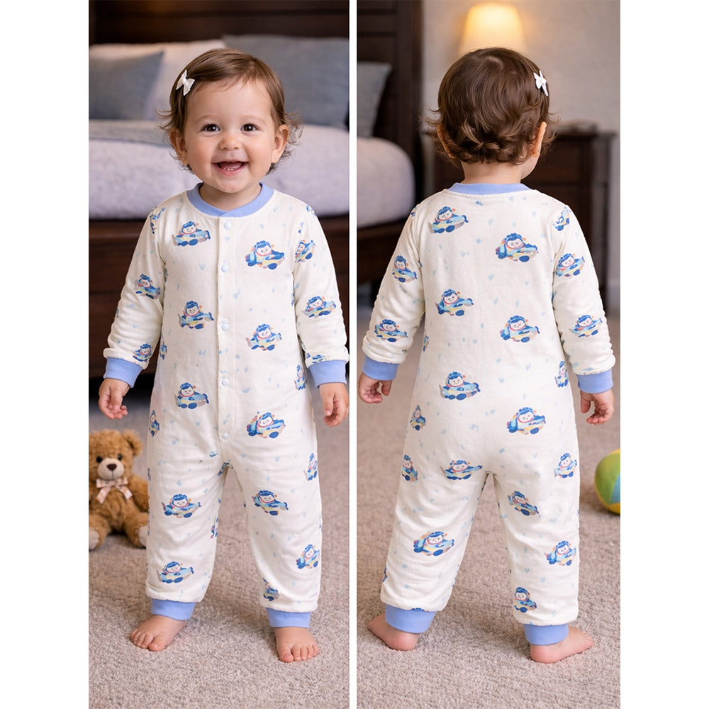 Blue Plane Ride Full-Sleeve Jumpsuit Romper