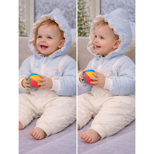 Blue Swan-Themed Winter Full-Sleeve Jumpsuit Romper
