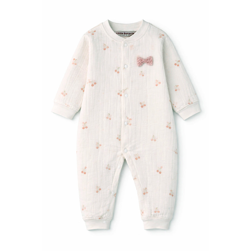 Pink Bow and Cherry, Full-Sleeve Jumpsuit Romper