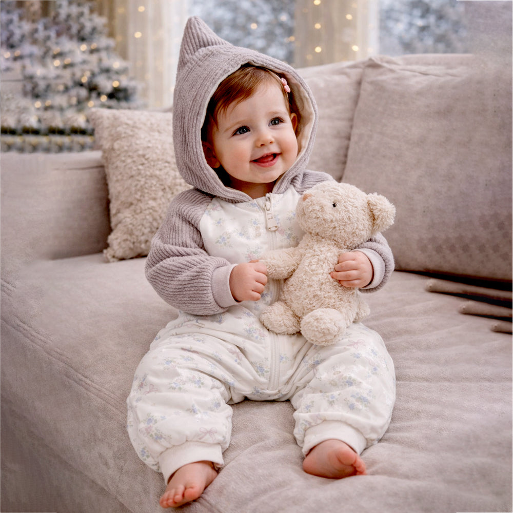 Floral Embroidered Winter Full-Sleeve Jumpsuit Romper