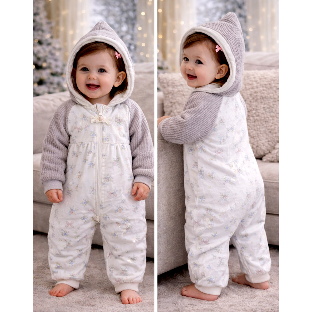 Floral Embroidered Winter Full-Sleeve Jumpsuit Romper