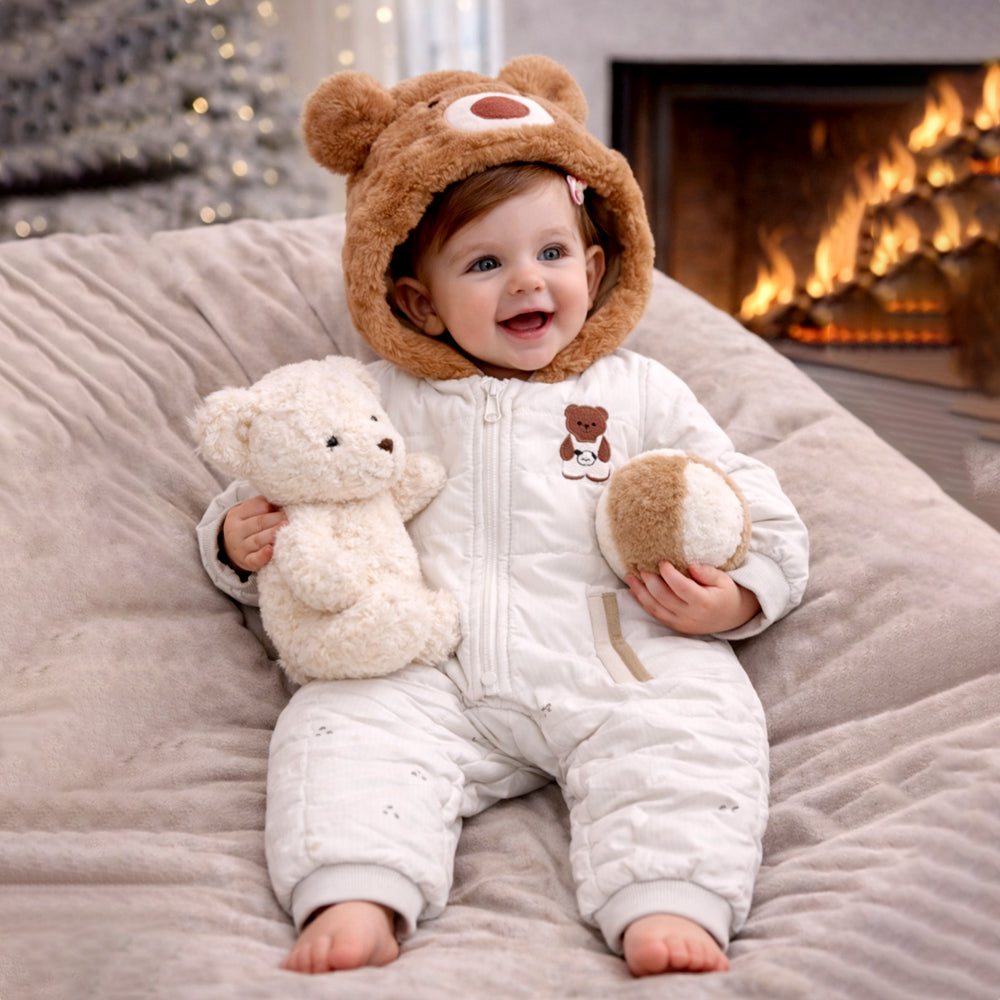 Furry Bear Winter Full-Sleeve Jumpsuit Romper