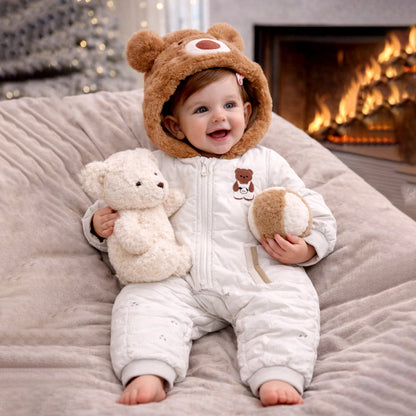 Furry Bear Winter Full-Sleeve Jumpsuit Romper