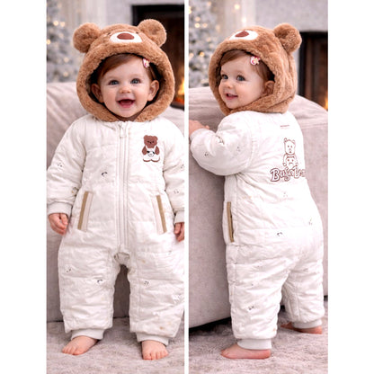 Furry Bear Winter Full-Sleeve Jumpsuit Romper