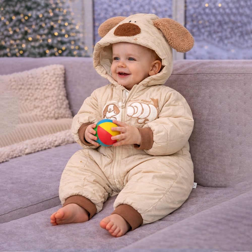 Furry Dog Ear Winter Full-Sleeve Jumpsuit Romper