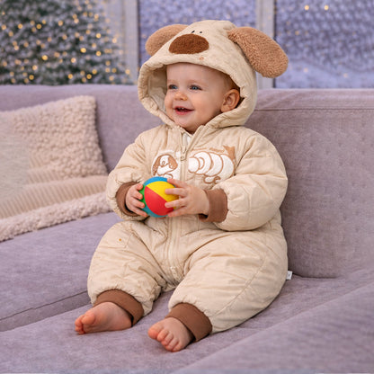 Furry Dog Ear Winter Full-Sleeve Jumpsuit Romper