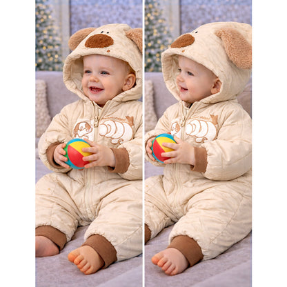 Furry Dog Ear Winter Full-Sleeve Jumpsuit Romper