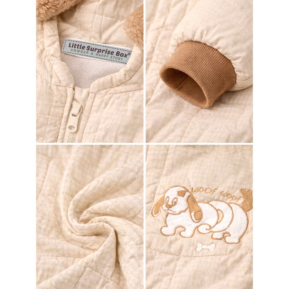 Furry Dog Ear Winter Full-Sleeve Jumpsuit Romper