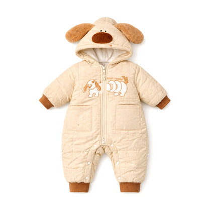 Furry Dog Ear Winter Full-Sleeve Jumpsuit Romper