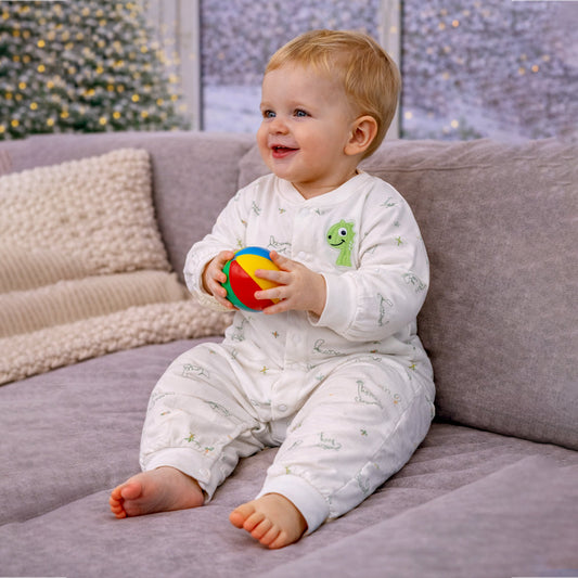 Green Smiley Dino Full-Sleeve Jumpsuit Romper