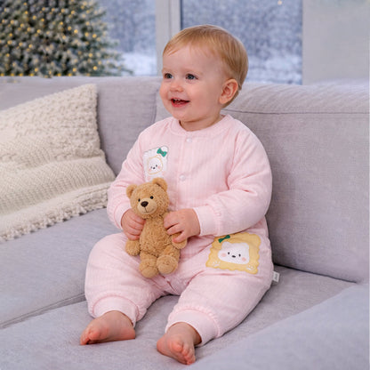 Peach Cookie Patch Winter Full-Sleeve Jumpsuit Romper