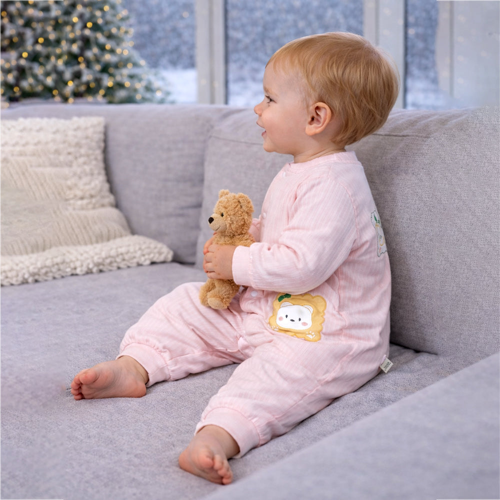 Peach Cookie Patch Winter Full-Sleeve Jumpsuit Romper