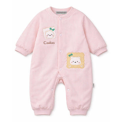 Peach Cookie Patch Winter Full-Sleeve Jumpsuit Romper