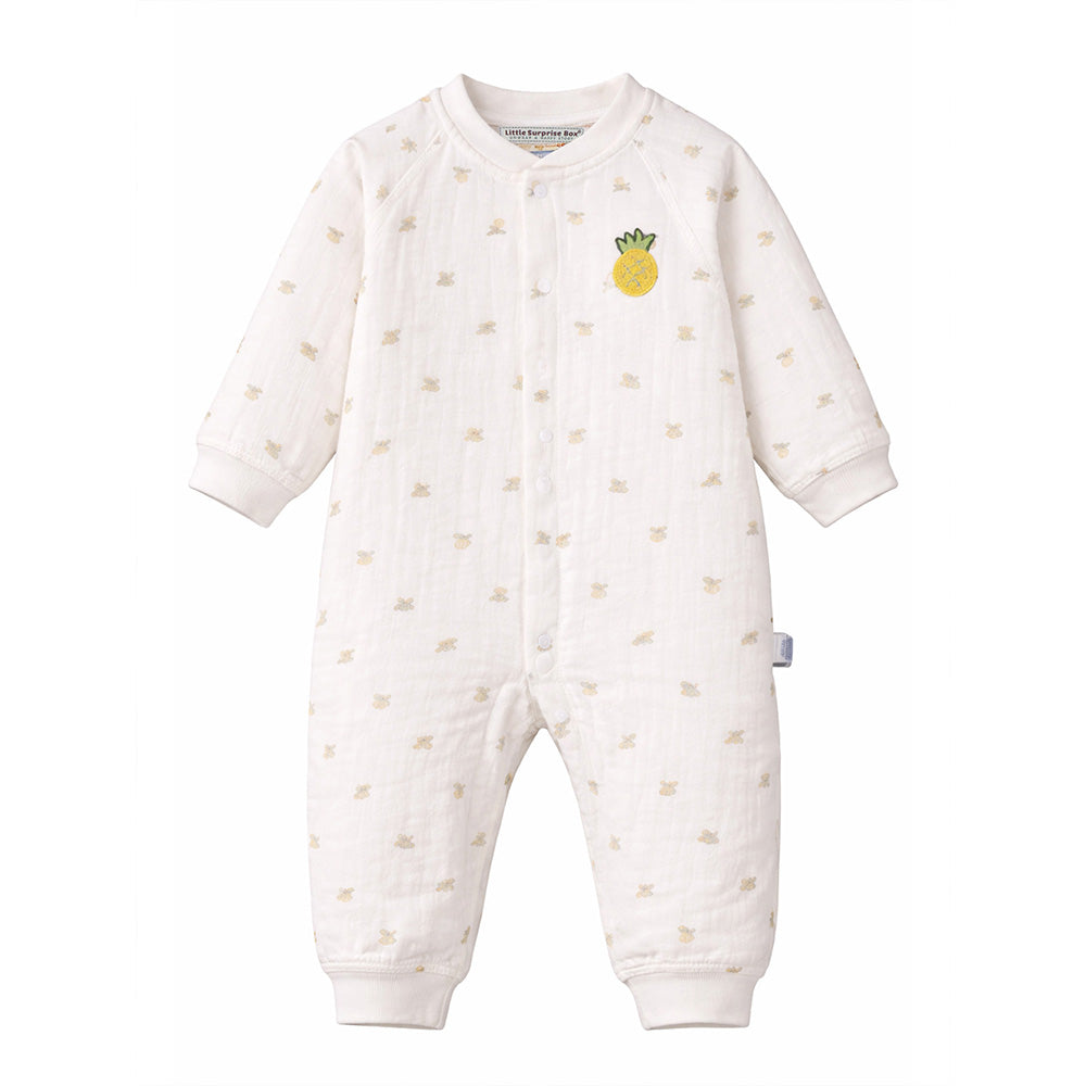 All-Over Pineapple Print Full-Sleeve Jumpsuit Romper