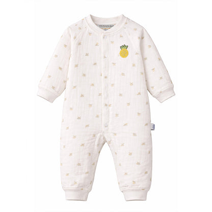 All-Over Pineapple Print Full-Sleeve Jumpsuit Romper