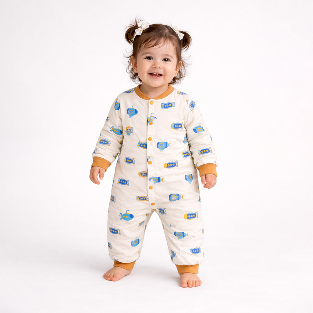 Brown Submarine Full-Sleeve Jumpsuit Romper